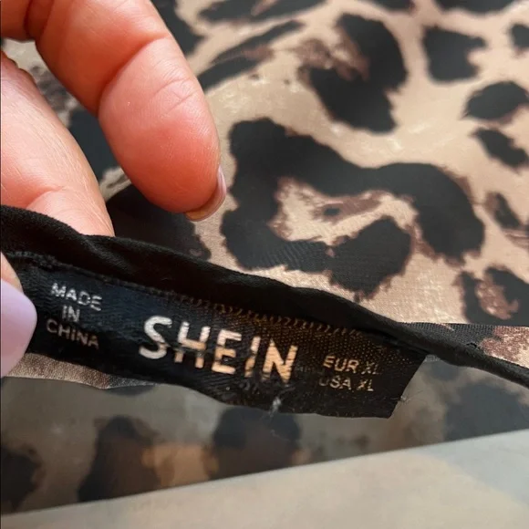 SHEIN Black and Brown Leopard Print Blouse - Picture 3 of 3